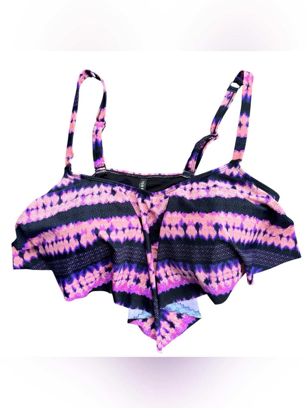 2X 18-20 Torrid Tie Dye Medallion Wireless Flounce Bikini Top Pink Purple #01934